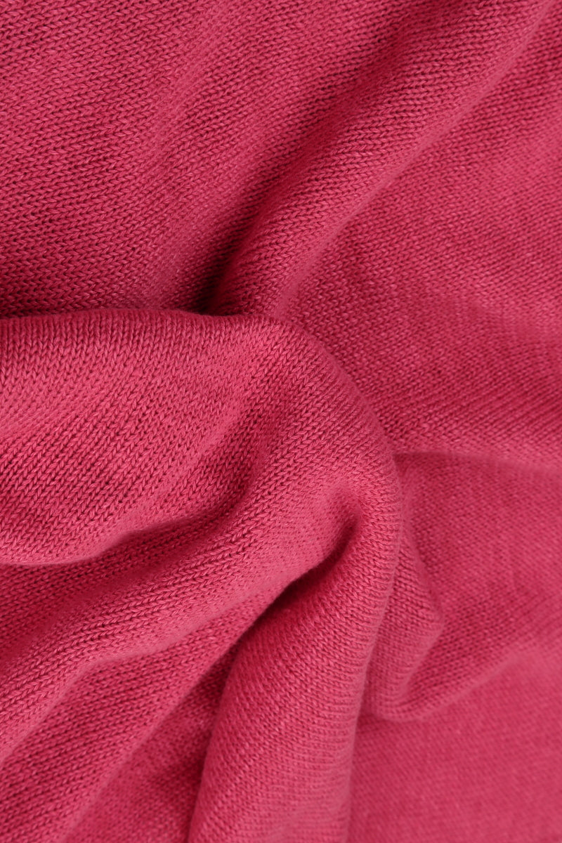 Frilled Hem Raspberry Linen Cardigan 5