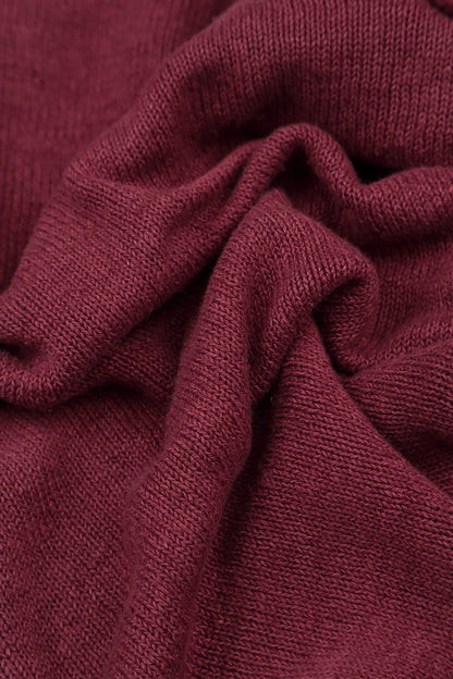 Cardigan aus Leinen mit Rüschen und antikroten Details