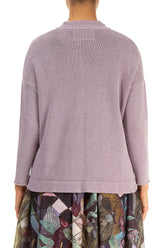 Frilled Neck Lilac Linen Cardigan 2