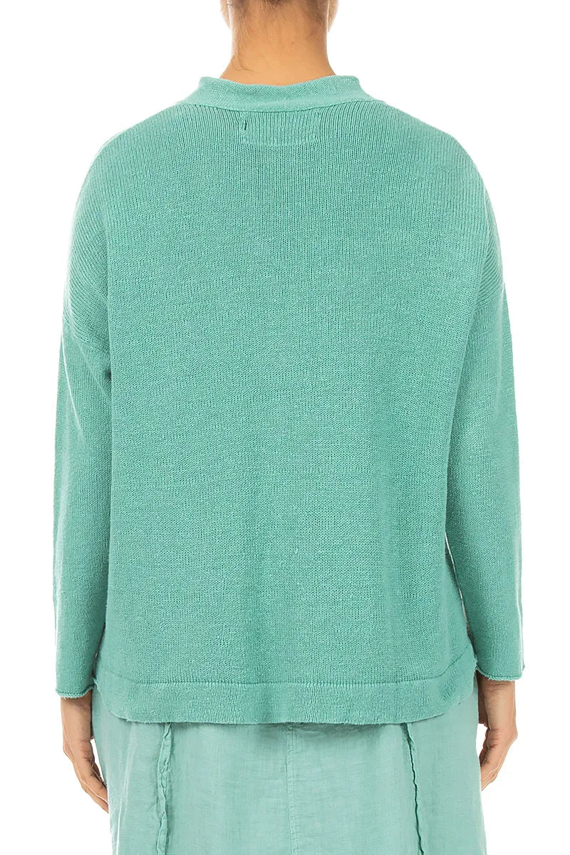 Gilet en lin menthe col à volants
