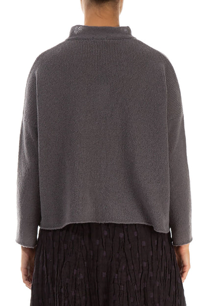 Frilled Neck Vintage Violet Wool Cardigan 2