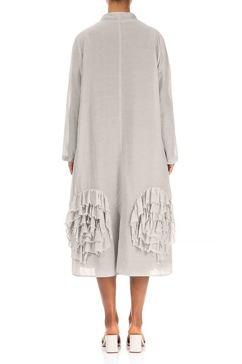 Frilly Flower Beige Silk Cotton Jacket 2