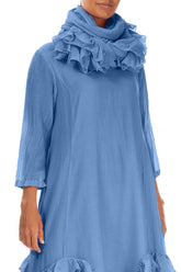 Frilly Flower Cobalt Blue Silk Cotton Scarf 4