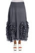 Frilly Flower Graphite Silk Cotton Skirt 1