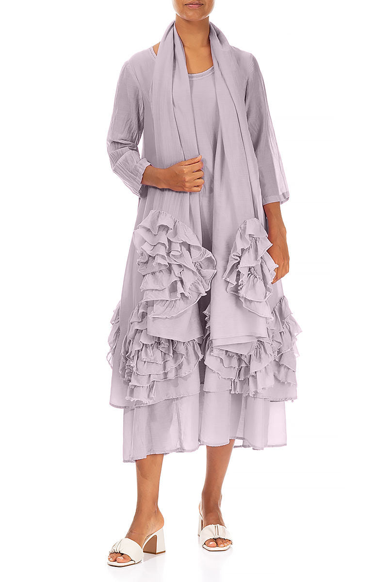Frilly Flower Lilac Silk Cotton Dress – grizas.com