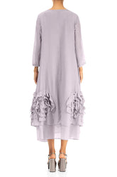 Frilly Flower Lilac Silk Cotton Dress 2