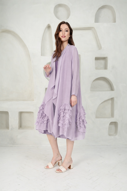 Frilly Flower Lilac Silk Cotton Jacket 6
