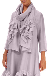 Frilly Flower Lilac Silk Cotton Scarf 3