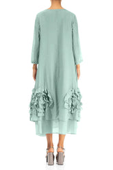 Frilly Flower Mint Silk Cotton Dress 2