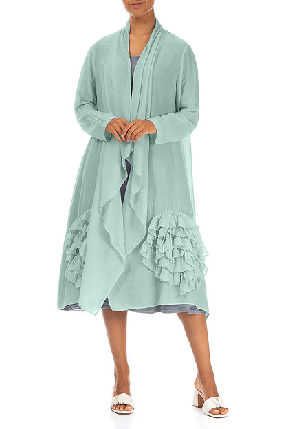 Frilly Flower Mint Silk Cotton Jacket 3