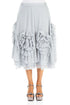 Frilly Flower Silver Grey Silk Cotton Skirt 1