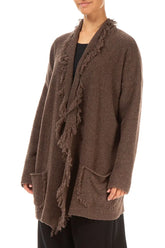 Fringed Brown Wool Cardigan 3