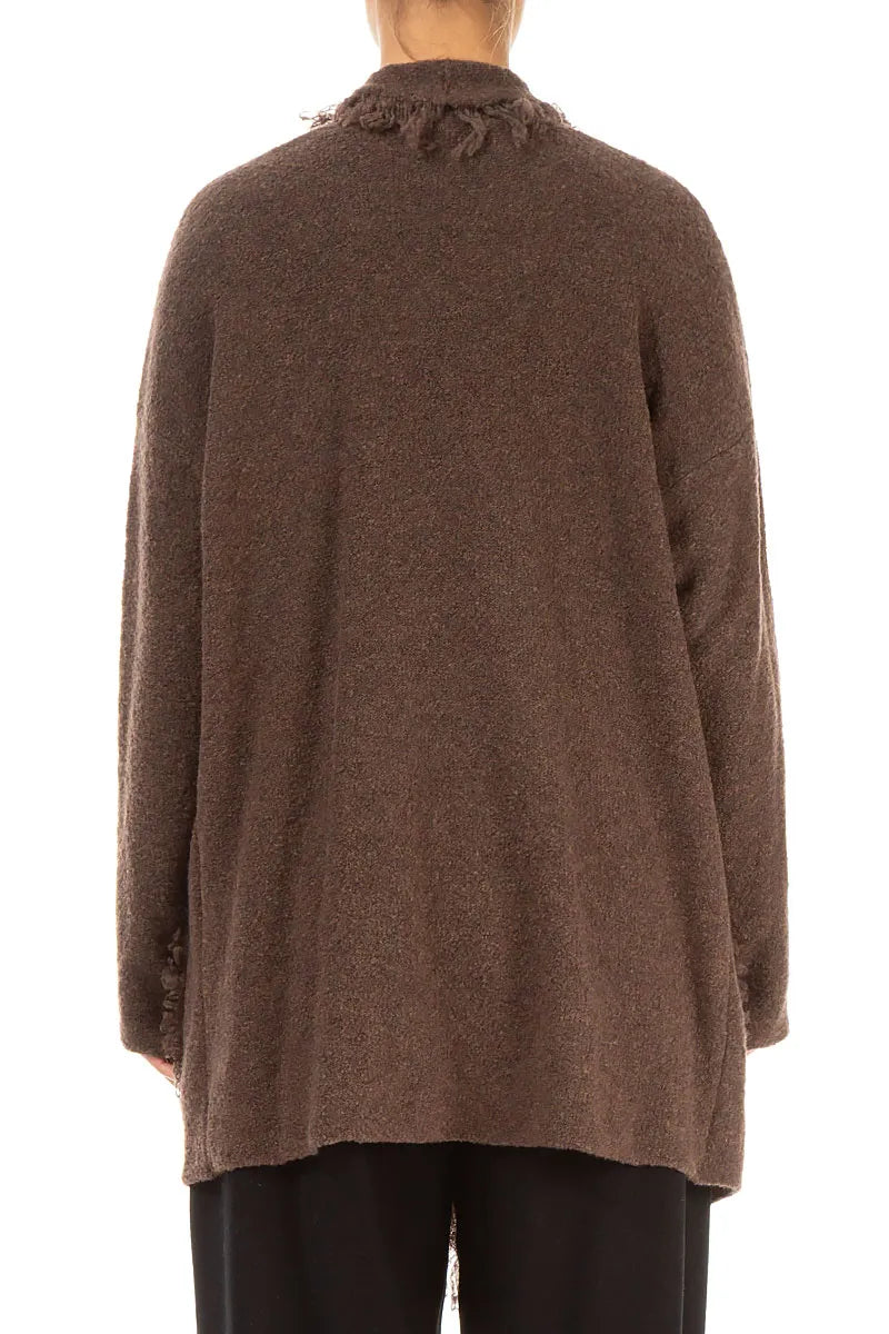 Fringed Brown Wool Cardigan 2