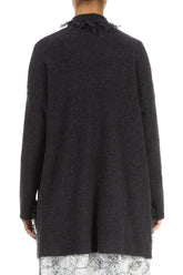 Fringed Dark Grey Wool Cardigan 2