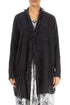 Fringed Dark Grey Wool Cardigan 1