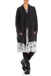 Fringed Dark Grey Wool Cardigan 3