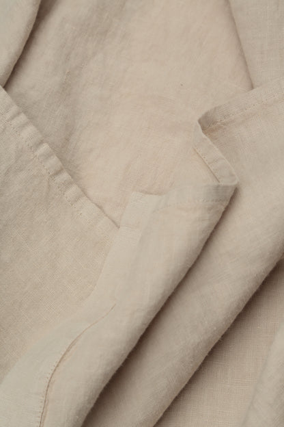 Fringed Flared Beige Linen Trousers
