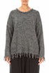 Fringed Grey Mélange Cashmere Sweater 1