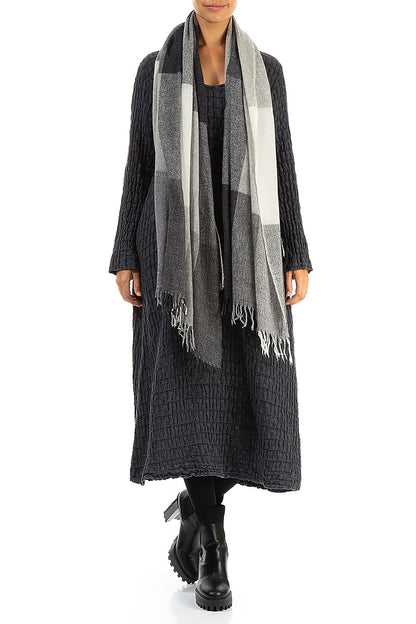 Fringed Grey Soft Cashmere Scarf 4