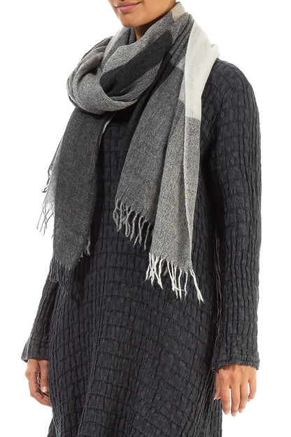 Fringed Grey Soft Cashmere Scarf 3
