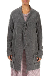 Fringed Grey Wool Cardigan 1