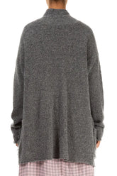 Fringed Grey Wool Cardigan 2