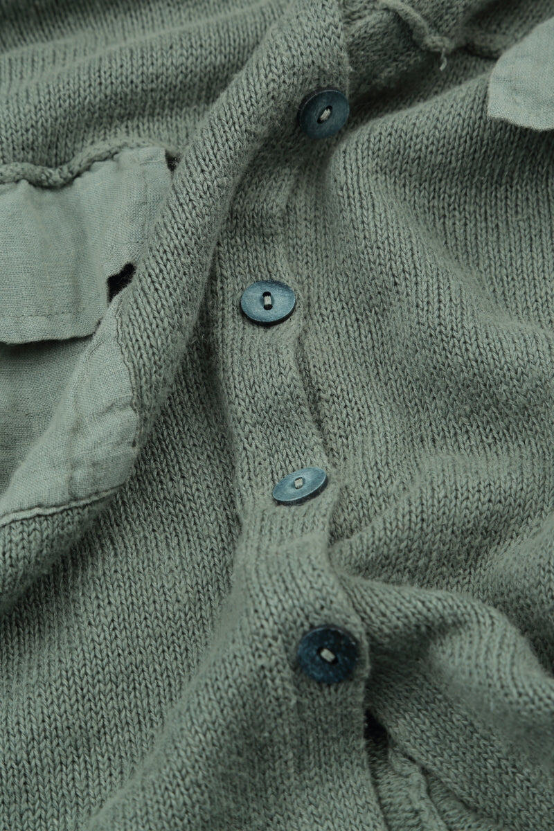 Front Pocket Sage Linen Cardigan 6