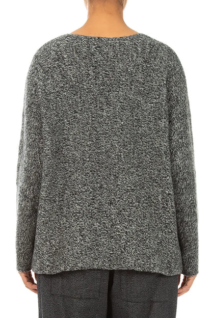 Pull en cachemire gris chiné à poches avant
