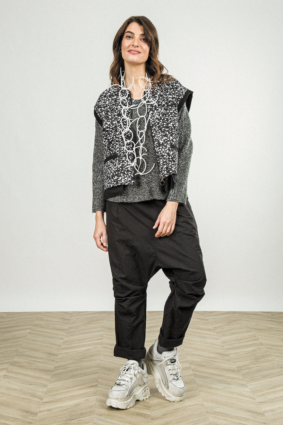 Front Pockets Grey Mélange Cashmere Sweater 8