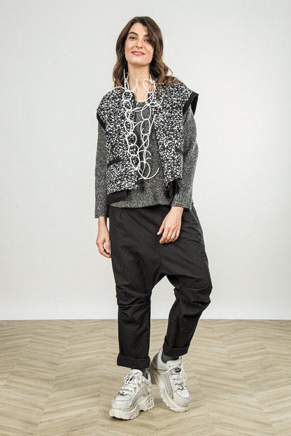 Pull en cachemire gris chiné à poches avant