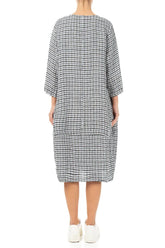 Front Pockets Heritage Check Linen Dress 2