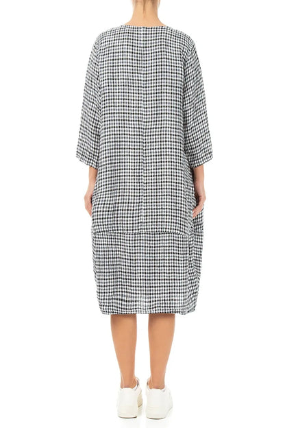 Front Pockets Heritage Check Linen Dress 2