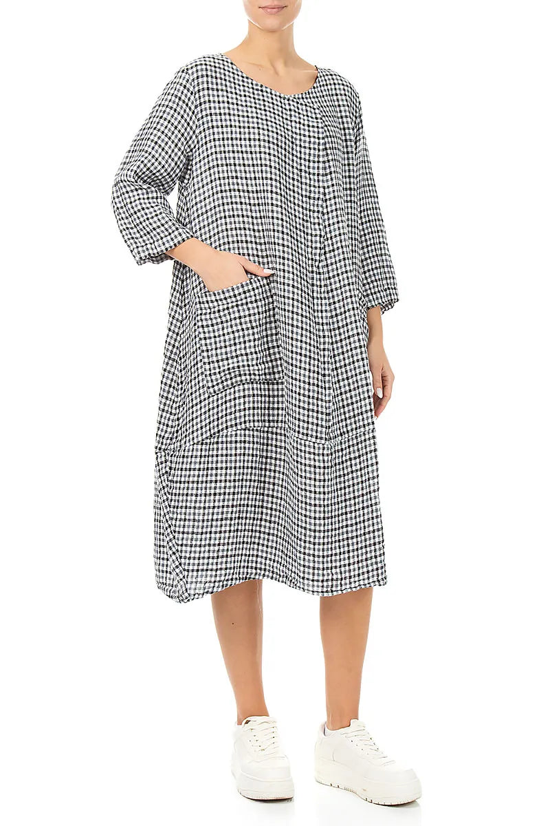 Front Pockets Heritage Check Linen Dress 3