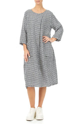 Front Pockets Heritage Check Linen Dress 4