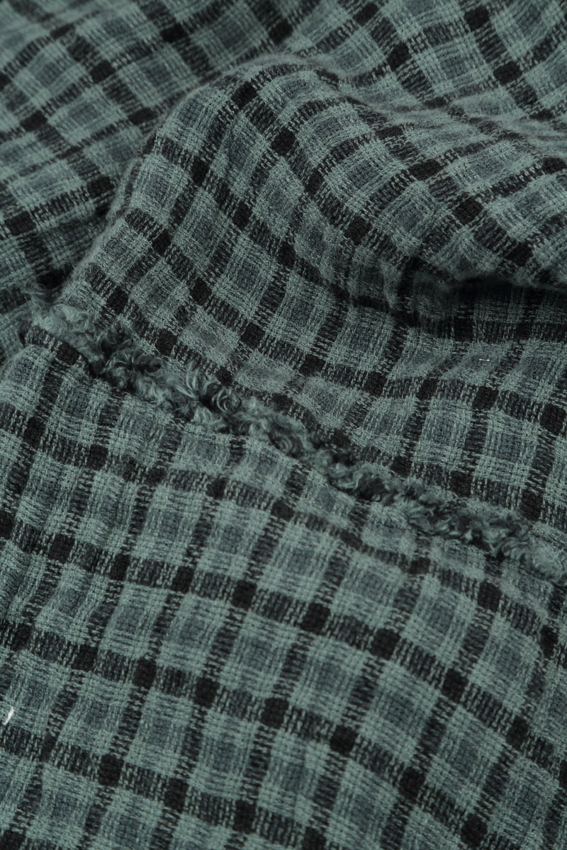Front Pockets Sage Check Linen Dress 5