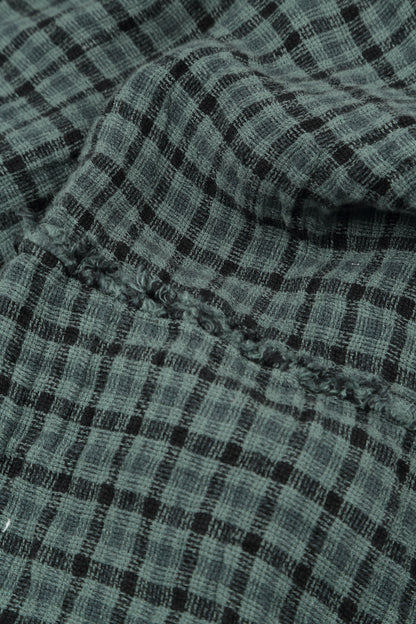 Front Pockets Sage Check Linen Dress 5