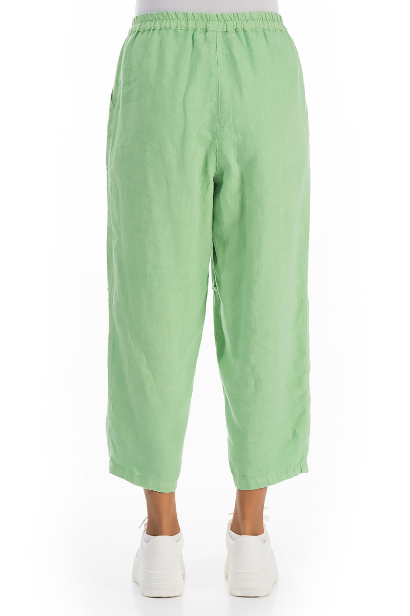 Front Seams Green Sorbet Linen Trousers