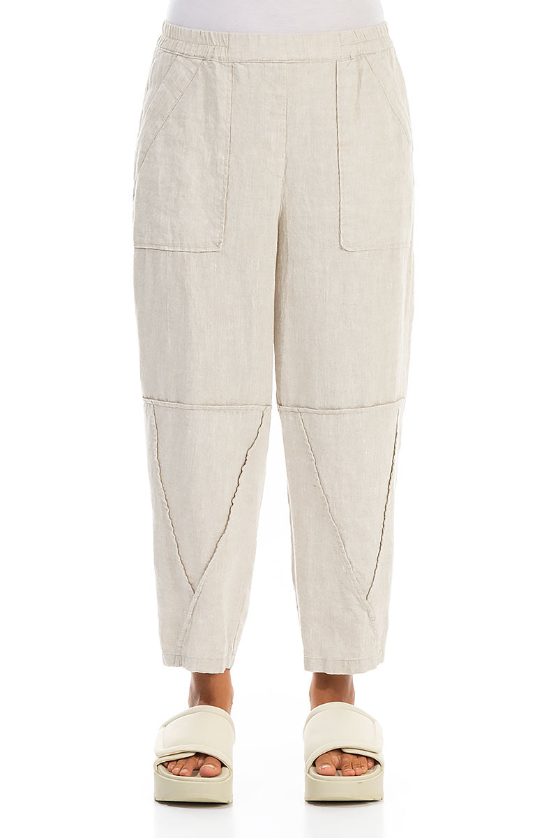 Front Seams Natural Linen Trousers