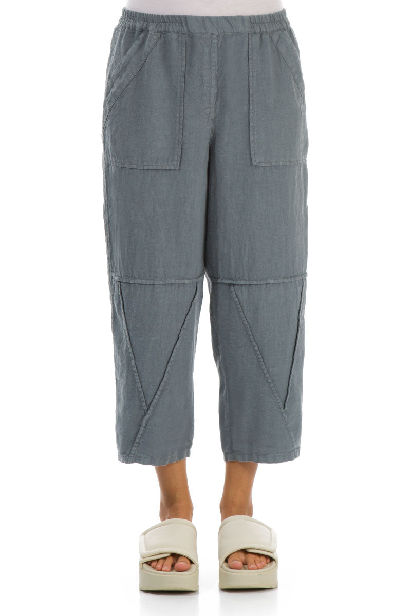 Front Seams Sage Linen Trousers - grizas.com