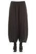 Front Slit Hem Black Silk Trousers 1