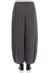 Front Slit Hem Grey Silver Silk Trousers 2