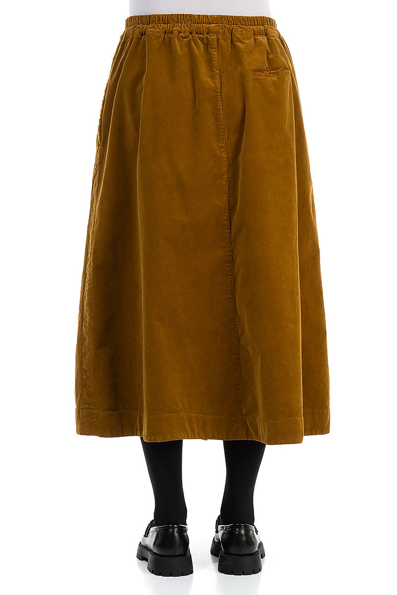 Front Split Gold Corduroy Skirt