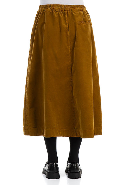 Front Split Gold Corduroy Skirt