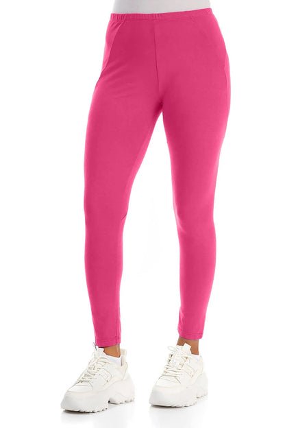 Fuchsiafarbene Baumwoll-Leggings