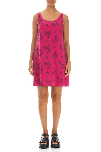 Fuchsia Rose Linen Night Dress 1