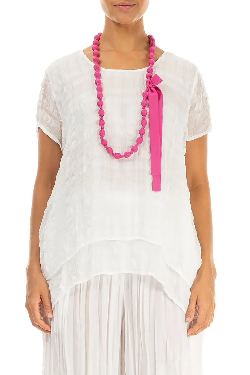 Fuchsia Silk Fine Bead Necklace 1