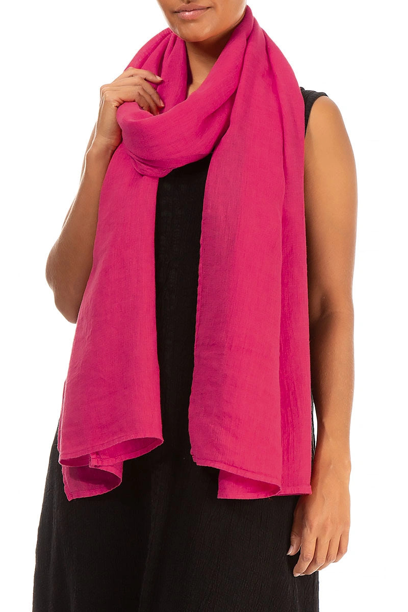 Fuchsia Soft Gauze Linen Scarf