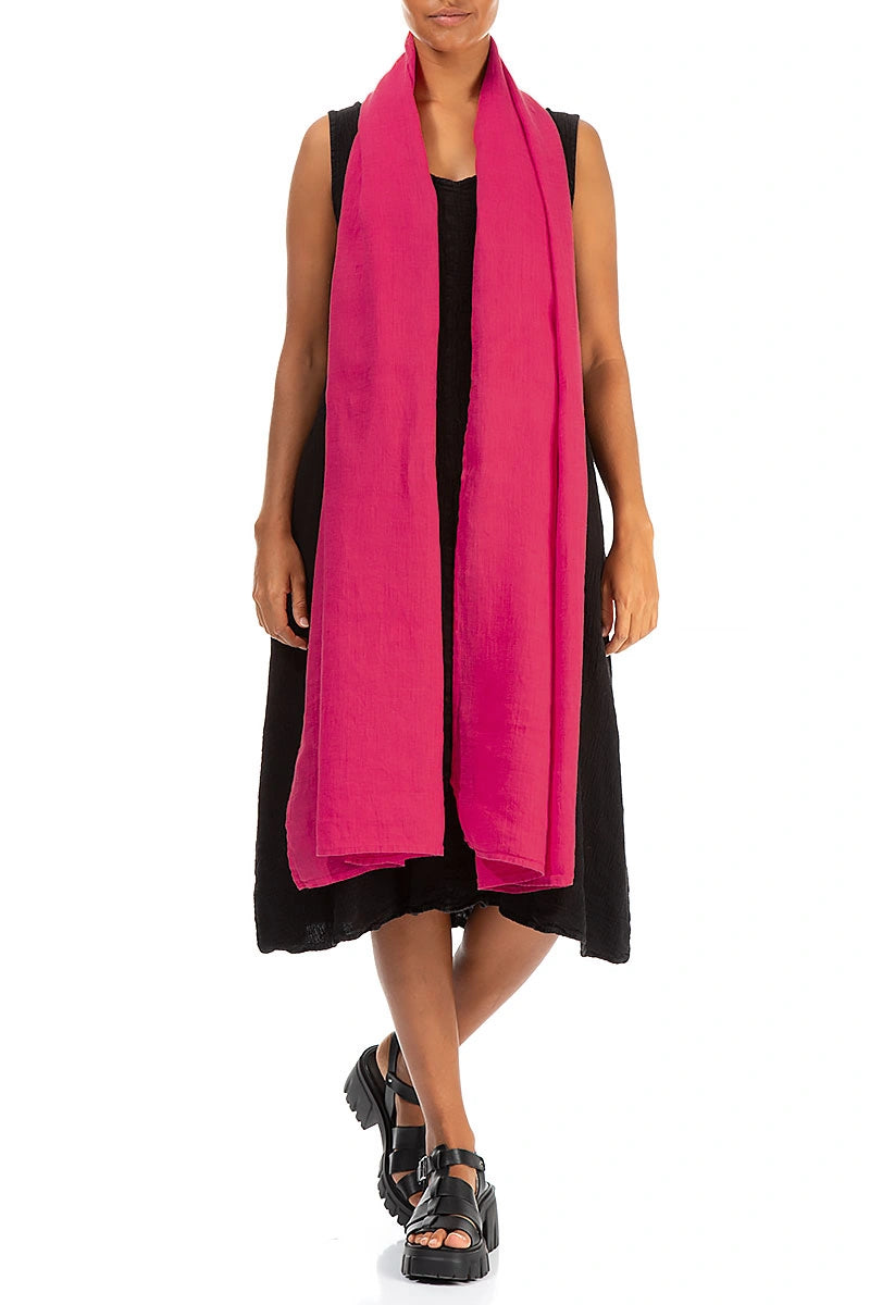 Fuchsia Soft Gauze Linen Scarf