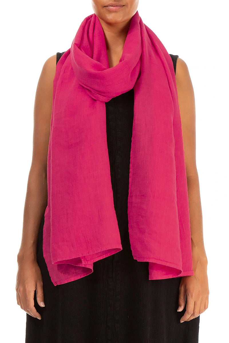 Fuchsia Soft Gauze Linen Scarf