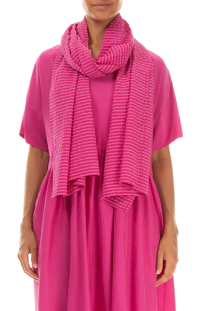 Fuchsia Textured Silk Scarf 1